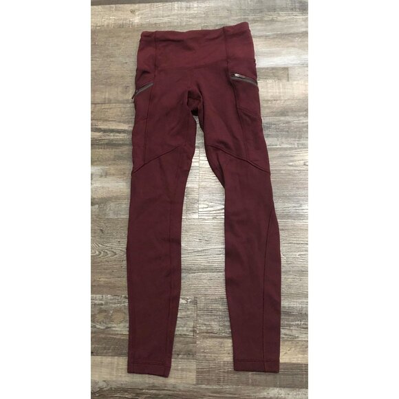 Lululemon Toasty Tech Tight II Size 4 Burgundy Athletic Leggings - Picture 1 of 6